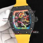  Swiss Replica Richard Mille Rm 68-01 Tourbillon Cyril Kongo Watch Black Ceramic Case Yellow Strap